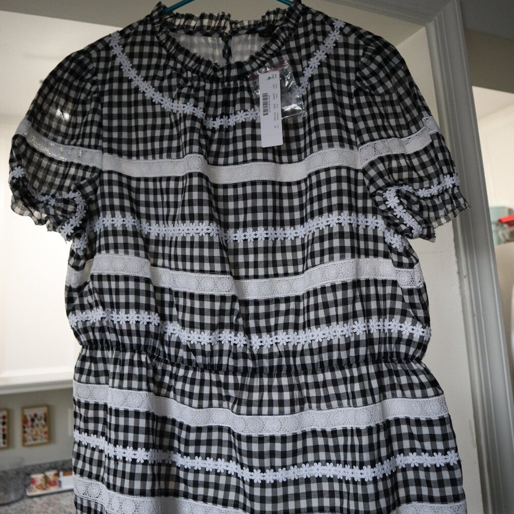 J.Crew gingham, ribbon detail blouse, new with tags